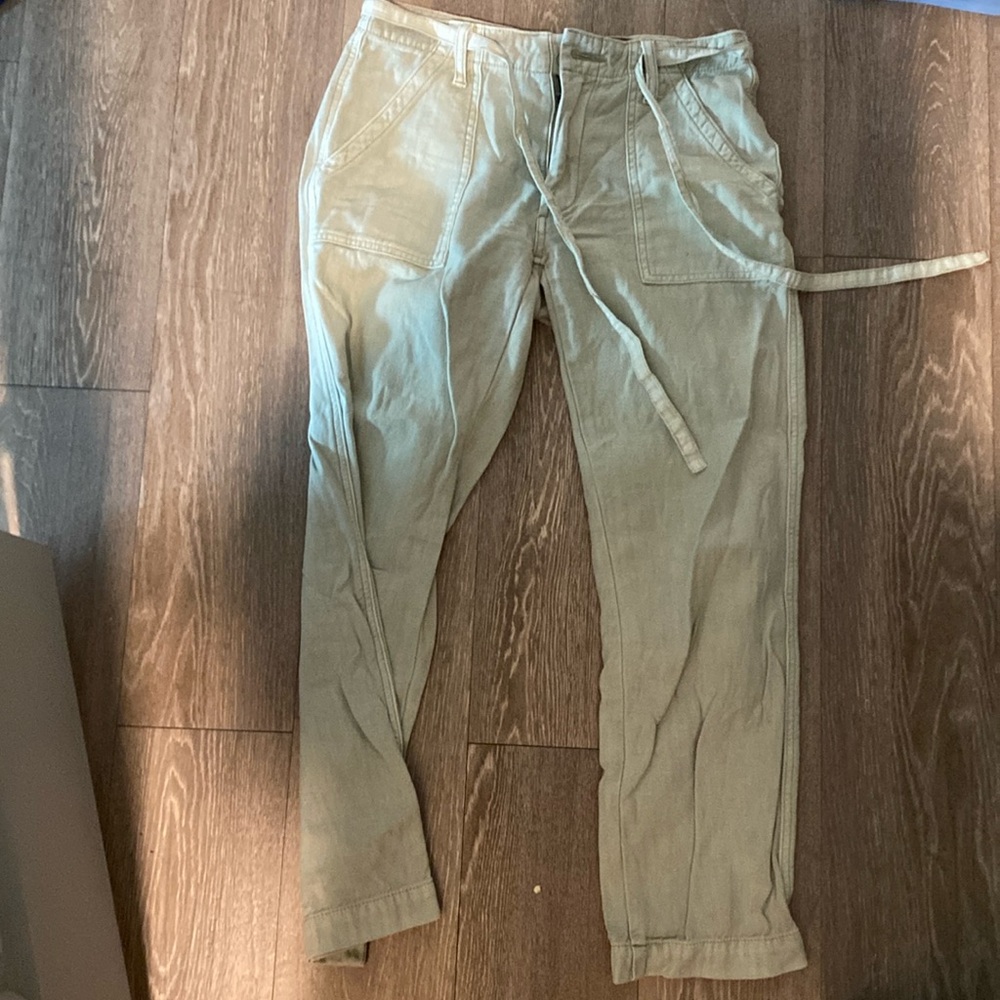 Pale green mid cut lucky brand pants, ankle cut
